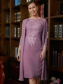 Sheath/Column Scoop Knee-Length Chiffon Mother of the Bride Dresses With Lace