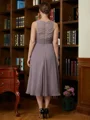 A-Line/Princess Scoop Tea-Length Chiffon Mother of the Bride Dresses With Lace