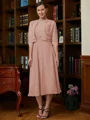 A-Line/Princess Scoop Tea-Length Chiffon Mother of the Bride Dresses With Lace