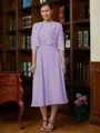 A-Line/Princess Scoop Tea-Length Chiffon Mother of the Bride Dresses With Lace