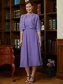 A-Line/Princess Scoop Tea-Length Chiffon Mother of the Bride Dresses With Lace