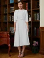 A-Line/Princess Scoop Tea-Length Chiffon Mother of the Bride Dresses With Lace