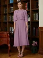 A-Line/Princess Scoop Tea-Length Chiffon Mother of the Bride Dresses With Lace