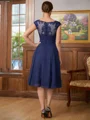 A-Line/Princess Scoop Knee-Length Chiffon Mother of the Bride Dresses With Lace