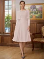 A-Line/Princess Scoop Knee-Length Chiffon Mother of the Bride Dresses With Lace