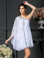 A-Line/Princess One-Shoulder Short/Mini Chiffon Mother of the Bride Dresses With Sequin