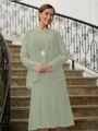 Sheath/Column Scoop Tea-Length Chiffon Mother of the Bride Dresses With Beading