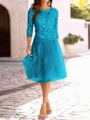 A-Line/Princess Scoop Knee-Length Tulle Mother of the Bride Dresses With Lace Applique