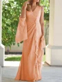 Sheath/Column V-neck Floor-Length Chiffon Mother of the Bride Dresses With Ruched