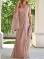 Sheath/Column V-neck Floor-Length Chiffon Mother of the Bride Dresses With Ruched