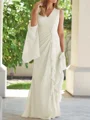 Sheath/Column V-neck Floor-Length Chiffon Mother of the Bride Dresses With Ruched