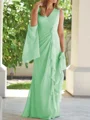 Sheath/Column V-neck Floor-Length Chiffon Mother of the Bride Dresses With Ruched