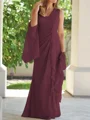 Sheath/Column V-neck Floor-Length Chiffon Mother of the Bride Dresses With Ruched