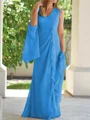 Sheath/Column V-neck Floor-Length Chiffon Mother of the Bride Dresses With Ruched