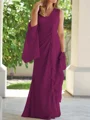 Sheath/Column V-neck Floor-Length Chiffon Mother of the Bride Dresses With Ruched