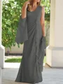 Sheath/Column V-neck Floor-Length Chiffon Mother of the Bride Dresses With Ruched
