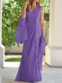 Sheath/Column V-neck Floor-Length Chiffon Mother of the Bride Dresses With Ruched