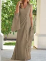 Sheath/Column V-neck Floor-Length Chiffon Mother of the Bride Dresses With Ruched