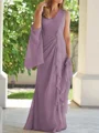 Sheath/Column V-neck Floor-Length Chiffon Mother of the Bride Dresses With Ruched