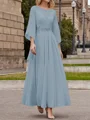 A-Line/Princess Scoop Ankle-Length Chiffon Mother of the Bride Dresses With Lace Applique