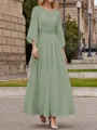 A-Line/Princess Scoop Ankle-Length Chiffon Mother of the Bride Dresses With Lace Applique