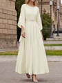 A-Line/Princess Scoop Ankle-Length Chiffon Mother of the Bride Dresses With Lace Applique