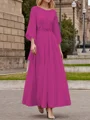 A-Line/Princess Scoop Ankle-Length Chiffon Mother of the Bride Dresses With Lace Applique