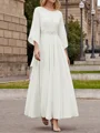 A-Line/Princess Scoop Ankle-Length Chiffon Mother of the Bride Dresses With Lace Applique