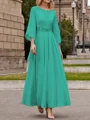 A-Line/Princess Scoop Ankle-Length Chiffon Mother of the Bride Dresses With Lace Applique