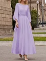 A-Line/Princess Scoop Ankle-Length Chiffon Mother of the Bride Dresses With Lace Applique