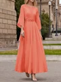 A-Line/Princess Scoop Ankle-Length Chiffon Mother of the Bride Dresses With Lace Applique