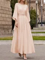A-Line/Princess Scoop Ankle-Length Chiffon Mother of the Bride Dresses With Lace Applique