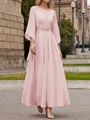 A-Line/Princess Scoop Ankle-Length Chiffon Mother of the Bride Dresses With Lace Applique