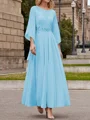 A-Line/Princess Scoop Ankle-Length Chiffon Mother of the Bride Dresses With Lace Applique