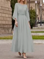 A-Line/Princess Scoop Ankle-Length Chiffon Mother of the Bride Dresses With Lace Applique