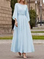 A-Line/Princess Scoop Ankle-Length Chiffon Mother of the Bride Dresses With Lace Applique