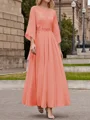 A-Line/Princess Scoop Ankle-Length Chiffon Mother of the Bride Dresses With Lace Applique