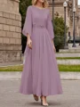 A-Line/Princess Scoop Ankle-Length Chiffon Mother of the Bride Dresses With Lace Applique