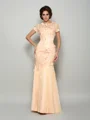 Trumpet/Mermaid Scoop Floor-Length Satin Mother of the Bride Dresses With Appliques Lace