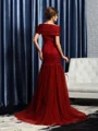 Trumpet/Mermaid Off-the-Shoulder Sweep Train Satin Mother of the Bride Dresses With Beading