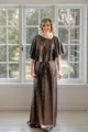 Sheath Scoop Short Sleeves  Floor-Length Sequins Mother of the Bride Dress