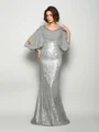 Trumpet/Mermaid Scoop Sweep Train Chiffon Mother of the Bride Dresses With Lace