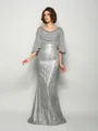Trumpet/Mermaid Scoop Sweep Train Chiffon Mother of the Bride Dresses With Lace