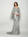 Trumpet/Mermaid Scoop Sweep Train Chiffon Mother of the Bride Dresses With Lace