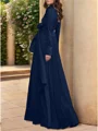Two Piece A-line V-neck Long Sleeves Bow Floor-Length Chiffon Mother of the Bride Dress