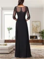 A-line V-neck 3/4 Sleeves Ruffles Floor-Length Chiffon Mother of the Bride Dress