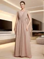 A-line V-neck Applique Floor-Length Chiffon Mother of the Bride Dress