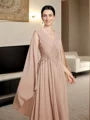 A-line V-neck Applique Floor-Length Chiffon Mother of the Bride Dress