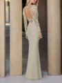 Sheath/Column Scoop Long Sleeves Floor-Length Chiffon Mother of the Bride Dress