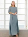 A-line/Princess Bateau Floor-Length Chiffon 3/4 Sleeves Keyhole Mother of the Bride Dresses